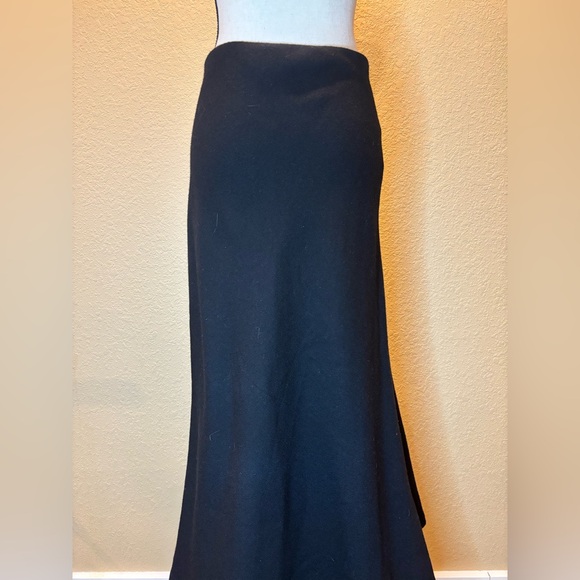 Vintage 100% Wool Ralph Lauren Black Maxi Skirt with Fringe - Picture 6 of 16